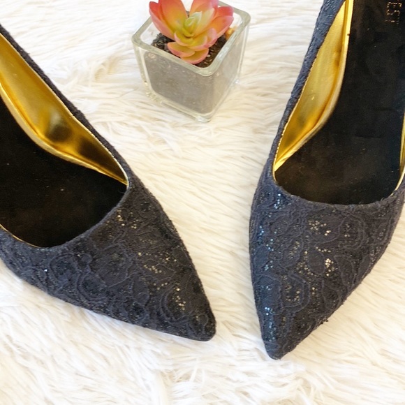 NINE WEST x Zappos Flax Black Sparkle Pointed Toe heel stiletto dress women’s 7 - Picture 6 of 9